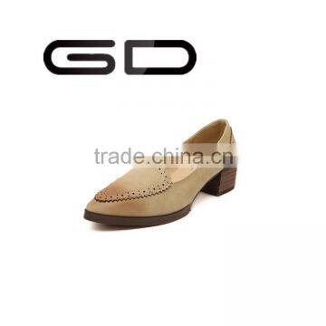 GD fashion retro pointed toe soft leather flat shoes for women