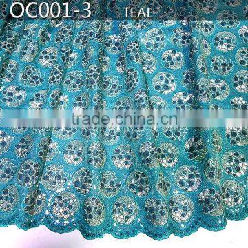 2016 Organza Lace Fabric Guangzhou OC001-3 teal