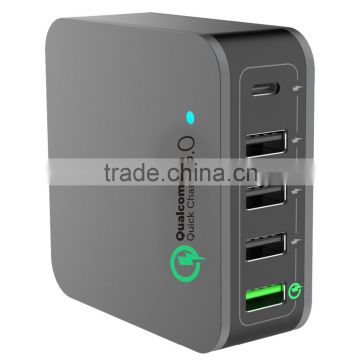 5 port usb QC 3.0 Type-c charger,rechargeable mobile phone charger,for ipad mini quick charger qc 3.0 charger