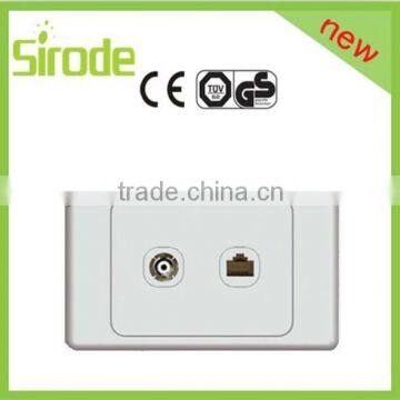 Wall Electrical Satellite TV Socket With Telephone Socket