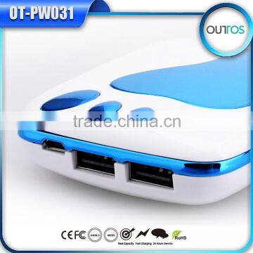 2015 Dual USB foot Power bank with for any devices with 6600mah capacity