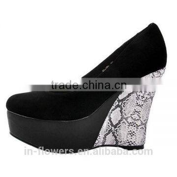 Black Western Popular High Wedge Sneaker Women Leather Hot Sale Sneaker