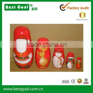 Bestgoal handmade Santa Claus wooden craft wooden matryoshka russian christmas nesting dolls