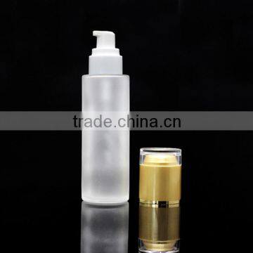Frosty 80ml Glass Cosmetic Container With Press Pump and Gold Cover Hot photo-2