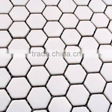 Hexagon white ceramic mosaic tiles for swimming pool and bathroom                        
                                                Quality Choice