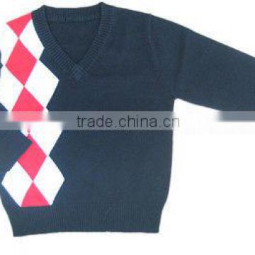 fashion diamond-shaped pullover children sweater