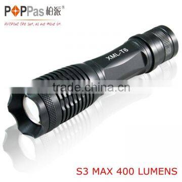 POPPAS S3 T6 10W rechargeable zoom adjustable led flashlight