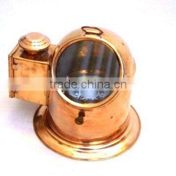 Copper and Brass Binnacle Compass with Oil lamp 13476