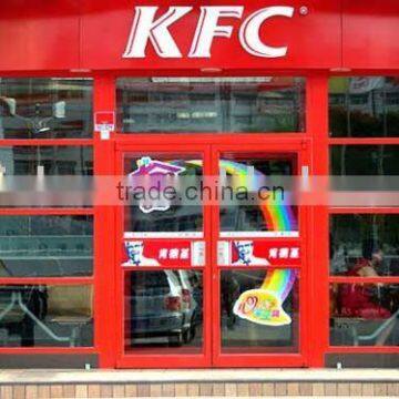 Red colour middle plate style KFC door and windows.