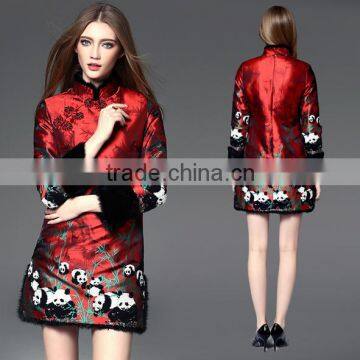Europe design high-end jacquard heavy autumn winter lady christmas skirt