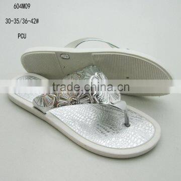 Most popular cheap summer ladies&girls PCU flat clip-toe slippers