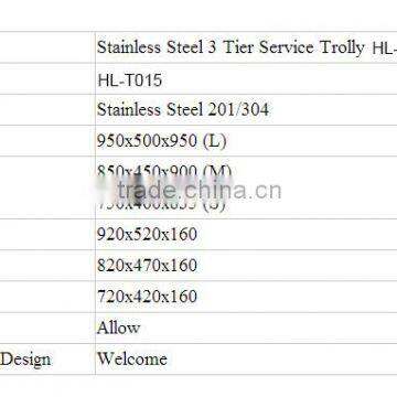 H02 90x60x70cm Heavy Frame Multi-tiers Stainless Steel Guest Room Serving Trolley With Wheels for Hotel Restaurant photo-2