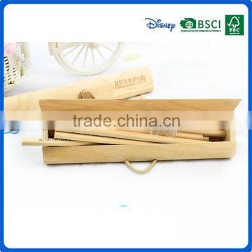 Eco friendly recycle wooden colored pencil set and plastic sherpener into thin wooden box