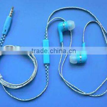 Hot selling flat wire earphone with mic for mobie phone