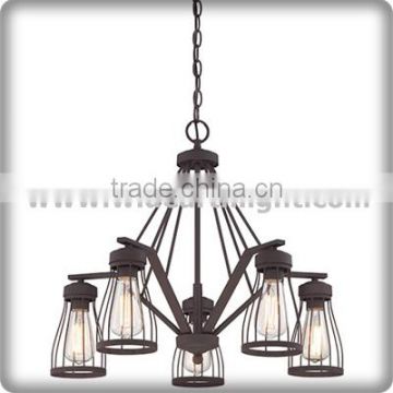 UL CUL Listed Bronze Classic Lines And Caged Filament Vintage Chandelier For Hotel C81367