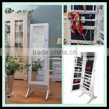 Wooden Mirrored Jewelry cabinet/stand mirrored jewelry cabinet