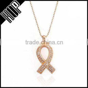 Best selling fashion metal gold plated crystal ribbon pendant