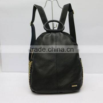 Special design high quality brand soft black leather casual backpack for girls