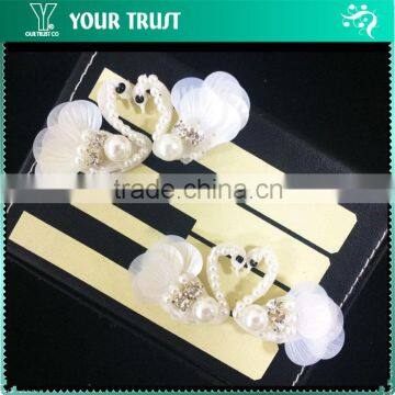 Handmade White Pearl Flower White Sequin Applique Patch photo-3