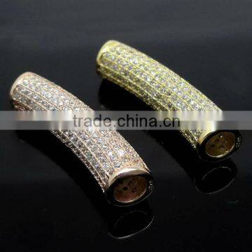 SJ3128 Crystal jewelry zircon beads,tube bar bracelet connector,925 silver bracelet charms