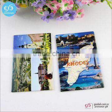 Hot selling cities souvenir stickers custom printed tinplate metal fridge magnet