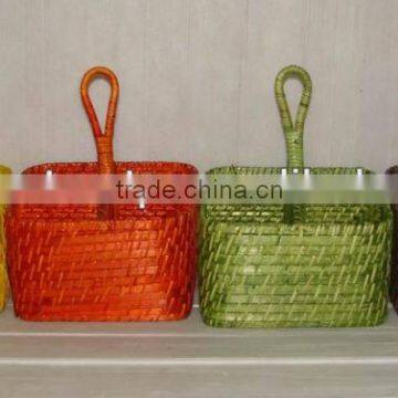 Handwoven bamboo-rattan wine holder