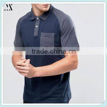 2016 Wholesale Custom Polo Shirt With Contrast Raglan Trims And Point Collar Polo Shirt