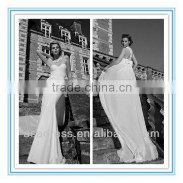 Hot Sell Sweetheart Neckline Strapless Chiffon Halter Top Wedding Dresses Mermaid Elegant Wedding Dresses (WDID-1016)