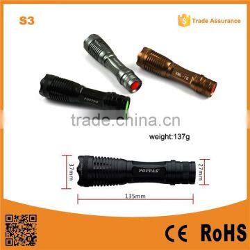 Aluminum zoom dimmer rechageable led flashlight torch