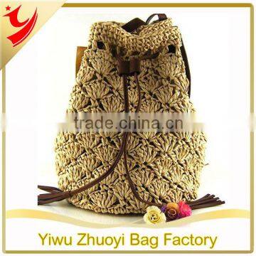 Woven Bag With Crochet Pattern,Natural Straw Woven backpack,fashion &cute beach bag