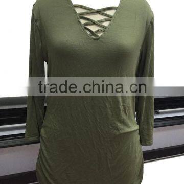 RIBBED LACE UP KNITTED Top