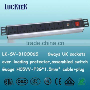 UK 6 Ways PDU with over-loading protector