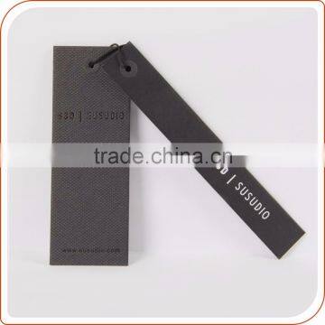 Black Apparel Paper Hang Tag with grain hot stamping logo