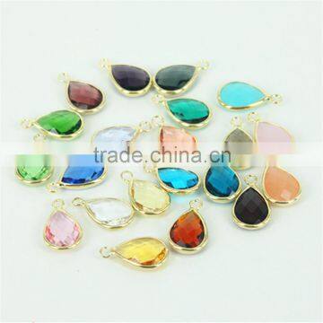 KJL-M2244 New arrival Colorful water-drop pandents,Wholesale Drusy Turquoise Crystal Stone Quartz gold pave connector