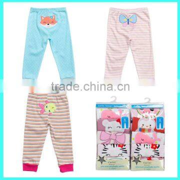 New arrival cotton pants with large embroidery wholesale leggins girls baby