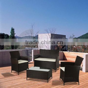 Black Garden Corner Sofa Set/ Outdoor Wicker Sofa Sets