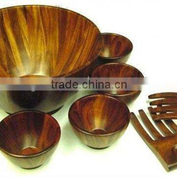 Acacia Wood Flat Bottom Salad Bowl