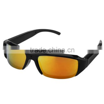 Fashionable black gold lens full hd hidden spy cam sunglasses camera glasses