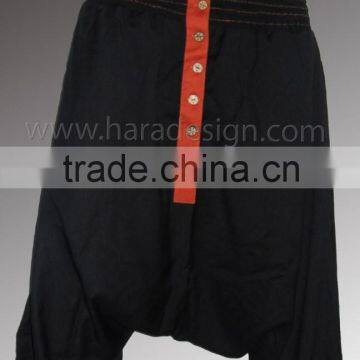 Harem pants with fancy design button in front in bamboo