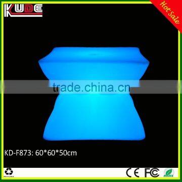 LED Furniture Design KD-F873 LED light glowing plastic table for coffee shop