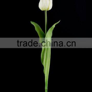 61 cm PVC Real Touch Tulip Spray With 3 Leaves Artificial Flower photo-3