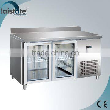 2 Glass Door Refrigerated Ventilated Counter Top Showcase With Splashback