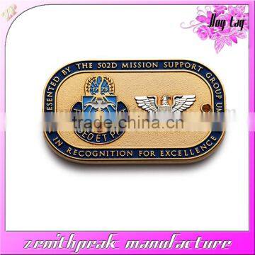 2016 Promotional metal customized gold plated lion club dog tag