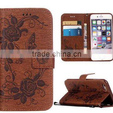 Premium Embossed Pattern Vintage Leather Cover for iPhone 6s