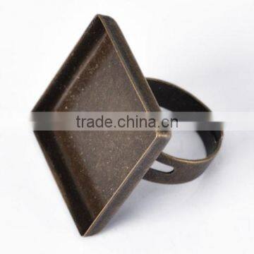 2014 Wholesale Antique Square Rings Base Blank Setting