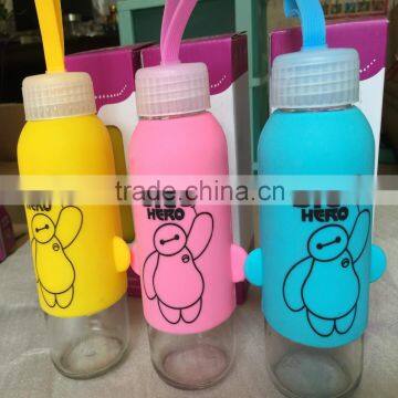 big hero high borosilicate glass water bottle/eco-friendly water bottle / Tea bottle/children water bottle