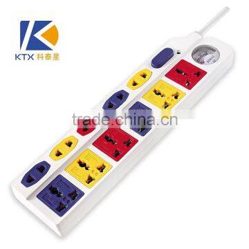 11 Ways Universal Multiple Electric Color Power Strip With Voltmeter