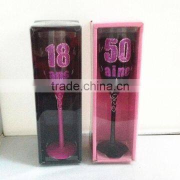black champagne glass with age diamond decoration