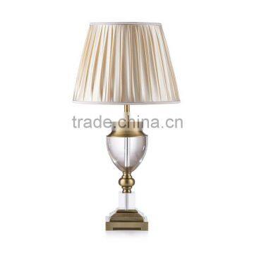Best selling decorative table lamp made in china royal luxury crystal table lamp with fabric shades