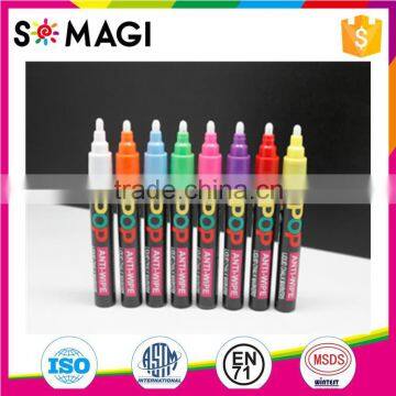 8 Pack Fluorescent Color And Anti-wipe Marker Pen with Reversible 6mm Tip for Glass, Window & LED Art Menu Writing Board